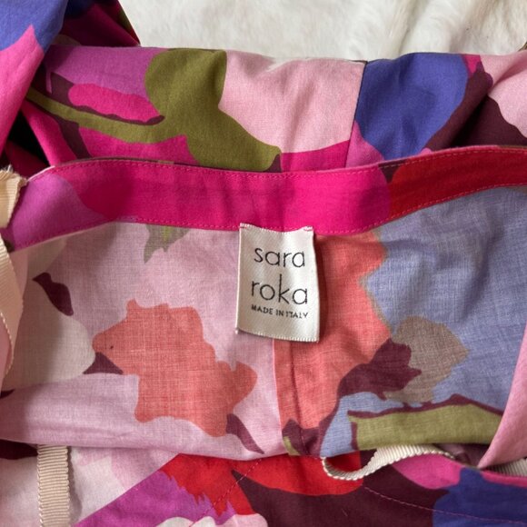 Sara Roka Womens Italy 42/ US 6 Sleeveless Floral Dress Pink Multicolor Shift - Picture 7 of 10